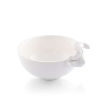 Arthur Court White Stoneware Climbing Bunny Small Bowl, Perfect for Easter Candy/Dips, Durable and Easy to Clean, Adds Whimsy to Table Settings and Celebrations - Easter Gift