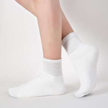 Womens Ankle Socks Full Cushioned Cotton Socks 6 Pairs Anti-blister Quarter Athletic Socks 7-10/10-13