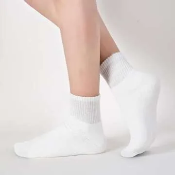 Womens Ankle Socks Full Cushioned Cotton Socks 6 Pairs Anti-blister Quarter Athletic Socks 7-10/10-13