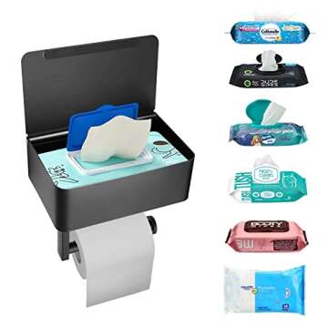 NamSaFui Toilet Paper Holder with Storage, Bathroom Storage for Flushable Wipes Dispenser, Stainless Steel Bathroom Organizer