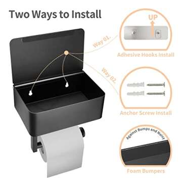 NamSaFui Toilet Paper Holder with Storage, Bathroom Storage for Flushable Wipes Dispenser, Stainless Steel Bathroom Organizer