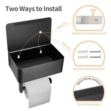 NamSaFui Toilet Paper Holder with Storage, Bathroom Storage for Flushable Wipes Dispenser, Stainless Steel Bathroom Organizer