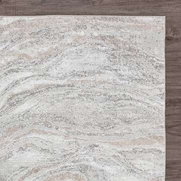 GLORY RUGS Abstract Area Rug Modern Contemporary Faded Soft for Living Room Dining Room Bedroom Home and Office (108CreamGold, 5x7)