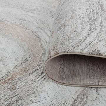 GLORY RUGS Abstract Area Rug Modern Contemporary Faded Soft for Living Room Dining Room Bedroom Home and Office (108CreamGold, 5x7)