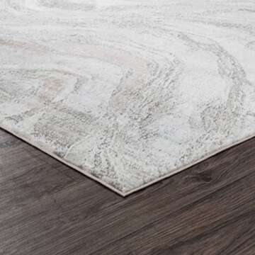 GLORY RUGS Abstract Area Rug Modern Contemporary Faded Soft for Living Room Dining Room Bedroom Home and Office (108CreamGold, 5x7)