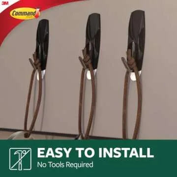 Command Outdoor Medium Black Wire Toggle Hooks, 2 Hooks and 3 Command Strips, Damage Free Hanging Wall Hooks for Hanging Outdoor Wall Decor with Weather Resistant Strips, Holds up to 2 lb