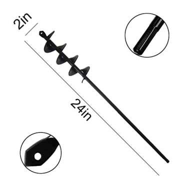 SYITCUN Auger Drill Bit for Planting 2"x24", Post Hole Auger for Planting Bulbs, Easy Post Hole Digger with Drill for 3/8”Hex Drive Drill