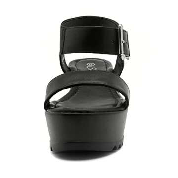 Herstyle Carita Womens Platform Sandals Open Toe Ankle Strap Flatform Wedge Casual Sandal Black Whit...