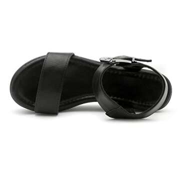 Herstyle Carita Womens Platform Sandals Open Toe Ankle Strap Flatform Wedge Casual Sandal Black White Chunky Platform Sandals Comfortable Lightweight Lug Sole Wedges for Summer, Black, Size 6.0