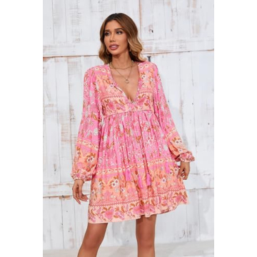 R.Vivimos Women’s Floral Casual Mini Tunic Dress