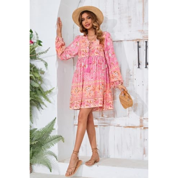 R.Vivimos Women’s Floral Casual Mini Tunic Dress