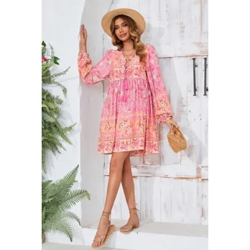 R.Vivimos Women’s Floral Casual Mini Tunic Dress