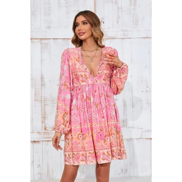 R.Vivimos Women’s Floral Casual Mini Tunic Dress