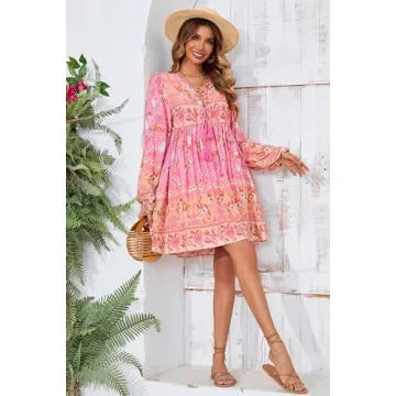 R.Vivimos Women’s Floral Casual Mini Tunic Dress