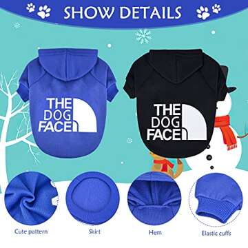 Dog Sweaters for Small Dogs Girl Boy Winter Puppy Sweater Hoodie Fall Warm Pet Clothes Outfit Apparel Cold Weather Dog Coat Pet Sweatshirt for Chihuahua Yorkie Teacup Apparel (Black+Blue, X-Small)