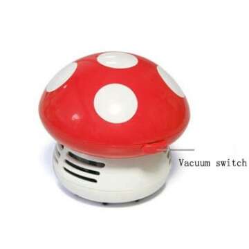Gocomcom HONBAY Mini Cute Table Dust Vaccum Cleaner, Mushroom Shaped New Portable Corner Desk Vaccum Cleaner Mini Cute Vacuum Cleaner Dust Sweeper (RED)