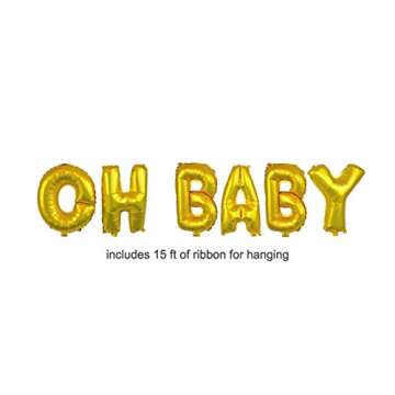 megbee Gender Reveal Party Supplies | Baby Shower Decorations Party Kit | Twin Boy and Girl | Baby Announcement - OH Baby Foil Balloons, Confetti Balloons, Tassel Banner, Backdrop, Glitter Sign