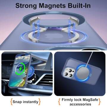 Lufanbis Magnetic for iPhone 14 Pro Case with Ring Stand, [10 FT Drop Protection] [Velvety Touch] Sl...