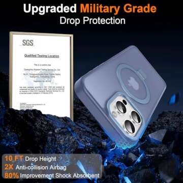 Lufanbis Magnetic for iPhone 14 Pro Case with Ring Stand, [10 FT Drop Protection] [Velvety Touch] Slim Translucent Matte Back Shockproof Phone Case for iPhone 14 Pro 6.1'', Sierra Blue