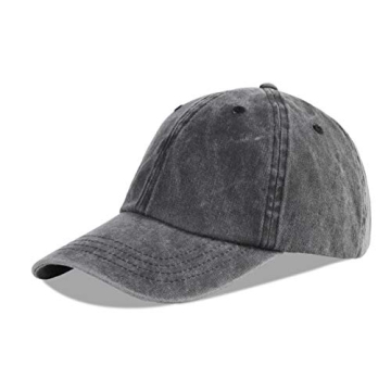 LANGZHEN Unisex Baseball Cap 100% Cotton Fits Men Women Washed Denim Adjustable Dad Hat(Black)
