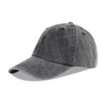 LANGZHEN Unisex Baseball Cap 100% Cotton Fits Men Women Washed Denim Adjustable Dad Hat(Black)