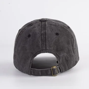 LANGZHEN Unisex Baseball Cap 100% Cotton Fits Men Women Washed Denim Adjustable Dad Hat(Black)