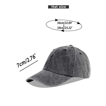 LANGZHEN Unisex Baseball Cap 100% Cotton Fits Men Women Washed Denim Adjustable Dad Hat(Black)