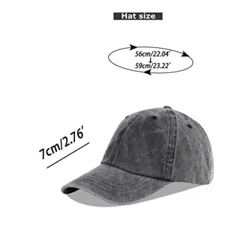 LANGZHEN Unisex Baseball Cap 100% Cotton Fits Men Women Washed Denim Adjustable Dad Hat(Black)