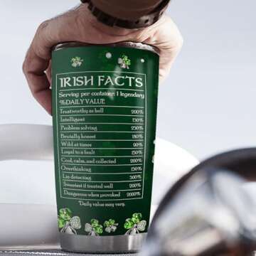 Wassmin St Patricks Day Tumbler Jewelry Style Irish Fact Celtic Cross Stainless Steel Tumbler 20 Oz ...