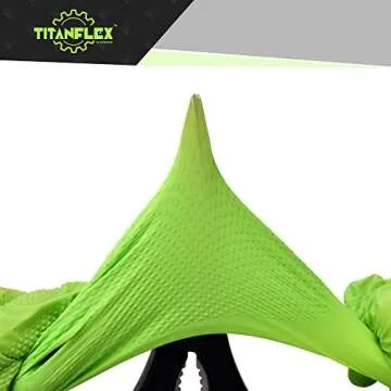TitanFlex Thor Grip Heavy Duty Green Industrial Nitrile Gloves with Raised Diamond Texture, 8-mil, Latex Free, Powder Free