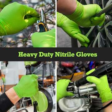 TitanFlex Thor Grip Heavy Duty Green Industrial Nitrile Gloves with Raised Diamond Texture, 8-mil, Latex Free, Powder Free