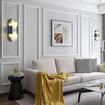 Sucelating 13.8 inch Modern Marble Sconces,Indoor Alabaster Wall Sconces, Alabaster Sconces for Livi...