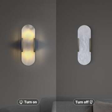 Sucelating 13.8 inch Modern Marble Sconces,Indoor Alabaster Wall Sconces, Alabaster Sconces for Living Room Modern Alabaster Sconces Wall Lighting for Dining Room Stairs Bedroom