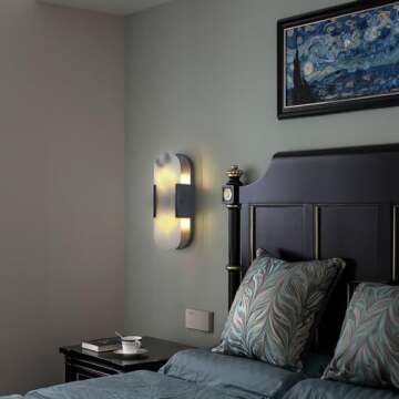 Sucelating 13.8 inch Modern Marble Sconces,Indoor Alabaster Wall Sconces, Alabaster Sconces for Living Room Modern Alabaster Sconces Wall Lighting for Dining Room Stairs Bedroom