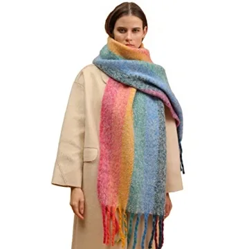 TEMMINC Warm Rainbow Scarf for Cozy Cold Days