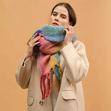 TEMMINC Warm Rainbow Scarf for Cozy Cold Days