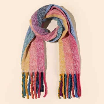 TEMMINC Warm Rainbow Scarf for Cozy Cold Days
