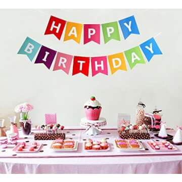 Fecedy Colorful Happy Birthday Banner Bunting - Eco-Friendly