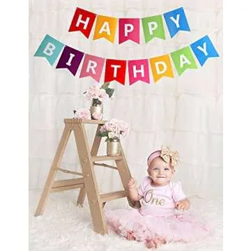Fecedy Colorful Happy Birthday Banner Bunting - Eco-Friendly
