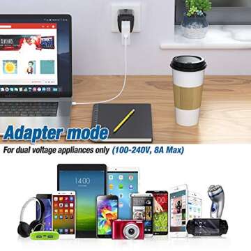 2000Watts Voltage Converter, 220V to 110V Converter, International Plug Adapter, Power Converter Adapter Combo, US to Europe, UK, Israel, Africa Over 150 Countries (Black)