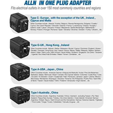 2000Watts Voltage Converter, 220V to 110V Converter, International Plug Adapter, Power Converter Adapter Combo, US to Europe, UK, Israel, Africa Over 150 Countries (Black)