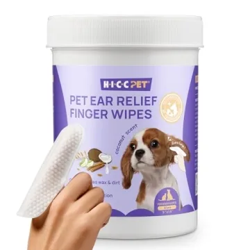 Natural Coconut Scent Pet Ear Wipes for Dogs & Cats - 50 Count