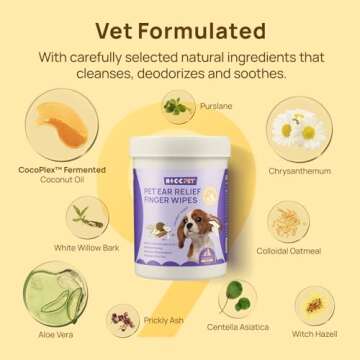 Natural Coconut Scent Pet Ear Wipes Dogs Cats 50 Count