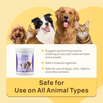 Natural Coconut Scent Pet Ear Wipes Dogs Cats 50 Count