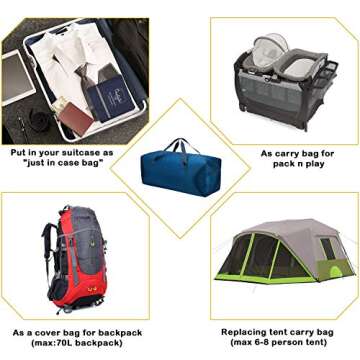 Lightweight Foldable 75L Duffel Bag for Travel & More