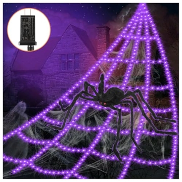 Halloween Decorations Outdoor Spider Web Lights - 16.4Ft with 550 LEDs