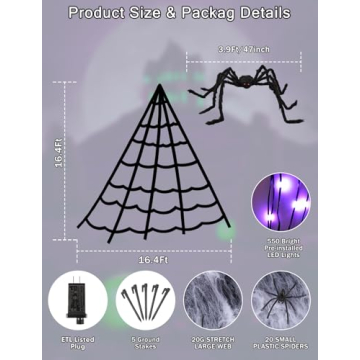 Spider Web Lights for Halloween Outdoor Decor
