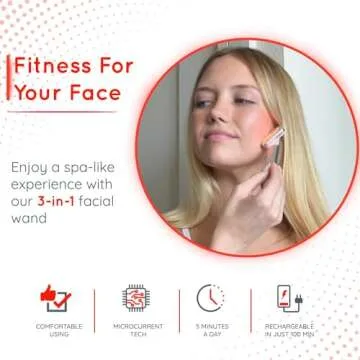 AuraBoost Handheld LED Red Light Therapy for Face and Neck - Vibrating Massage, Glowing Skincare Wan...