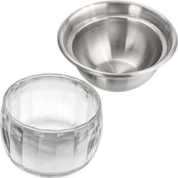 ZENFUN 2 Pack 20 Oz Chilled Dip Bowl with Acrylic Ice Bowl Base, Stainless Steel Ice Chilled Serving Dish Iced Salad Bowl Set for Chilled Pasta, Potato, Dressing, Fruit
