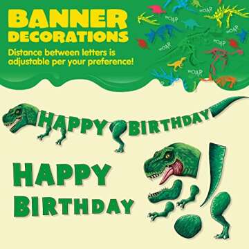 JOYIN 145 Piece Dinosaur Birthday Party Supplies with Trex Banner, 24 Serves dinosaur Disposable Tableware Set with Plates, Cups, Napkins, and Cutlery Sets for Dinosaur Themes Party Kids Years
